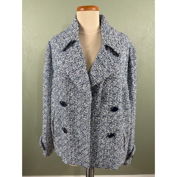 Chico's Blazer Women's Size 3 XL Open Front Textured Tweed Office Career Jacket - Picture 10 of 11